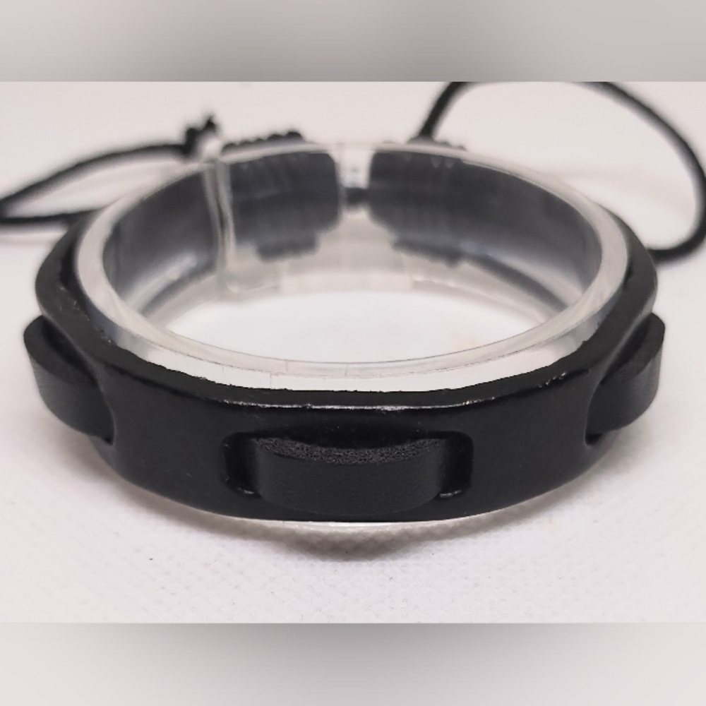 Men's Bracelet Leather Black New‎ f38